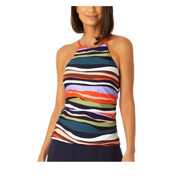 NWT Anne Cole Women's High Neck Tankini Top Multicolor Sizes XS-L $80 LLL255 - Picture 6 of 7